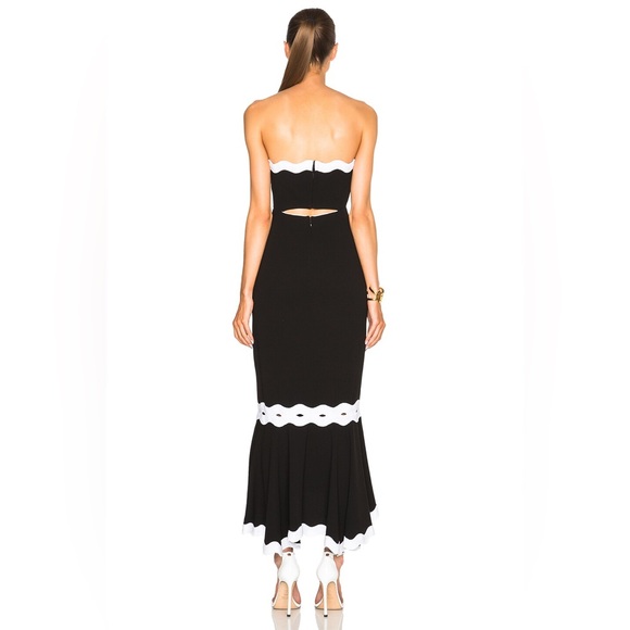 JONATHAN SIMKHAI Size 6 Black & White Scallop Trim Midi Cocktail Dress - Picture 6 of 12